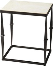 Accent Table Contemporary Distressed Black Metalworks Gray Iron Marble - £435.06 GBP