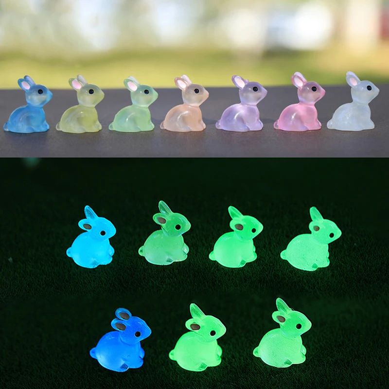 5Pcs Mini Luminous Rabbit Micro Landscape Decoration Garden Potted Home Car - £8.89 GBP