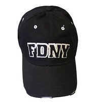 Fdny Baseball Hat Ball Cap Black White Fire Department New York Nyfd Mens Skull - £12.74 GBP