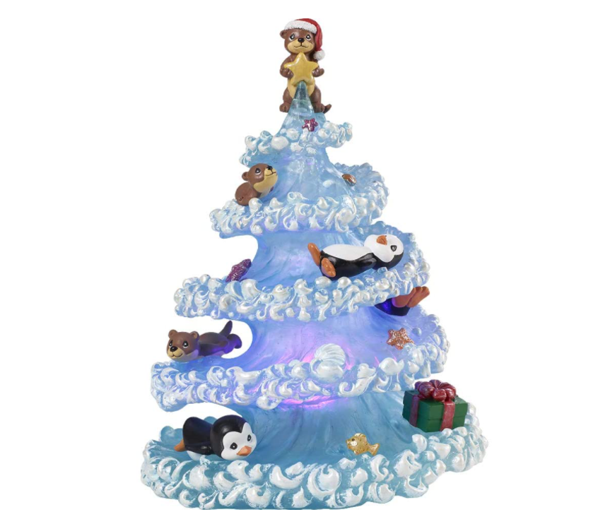 Precious Moments Otter-ly Fun LED Musical Holiday Table Decor Playful Penguins - $89.95