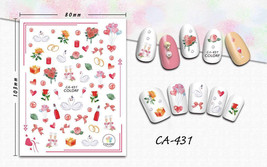 Nail art 3D stickers decal wedding rings swans red hearts roses wineglass CA431 - £2.50 GBP