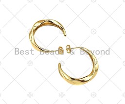 Gold Twisted Hoop Earrings, Sku#J318 - £5.57 GBP