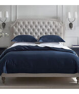 Sferra Giotto Navy Blue King Duvet Solid Hemstitch 100% Cotton Sateen It... - $378.00