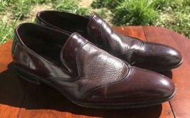 Mezlan Biaggi Men Shoes Brown Sz 10.5 M Leather Two Tone Wingtip Dress Slip On - £77.81 GBP