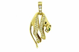 1.25Ct Round Cut CZ Panther Pendant 14K Yellow Gold Plated With Free Chain - £128.19 GBP