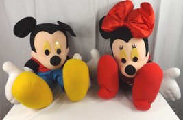 RARE Disney Mattel Arcotoys Large Mickey And Minnie Talking Plush 24 Inches - $64.35