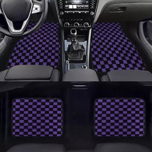 4PCS UNIVERSAL CHECKERED PURPLE Racing Fabric Car Floor Mats Interior Ca... - £45.66 GBP