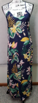 Old Navy Maxi Dress Womens Medium Navy Floral Rayon Cross Back Straps Scoop Neck - £20.25 GBP