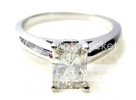 Radiant Diamond Ring 14K White Gold 0.71 Ct (G I1(Enhanced) Clarity) - £836.23 GBP