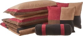 Chezmoi Collection 7-Piece King Size Burgundy Brown Black Micro Suede Pa... - $101.93