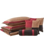 Chezmoi Collection 7-Piece King Size Burgundy Brown Black Micro Suede Pa... - $98.95