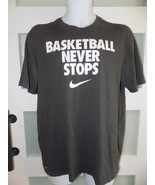 Nike &quot;Basketball Never Stops&quot; Dri-Fit SS Gray T-Shirt Size M Men&#39;s EUC - $24.79 CAD