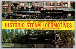 Dual View Banner Historic Steam Locomotives Winnipeg Manitoba Postcard A13 - £5.43 GBP