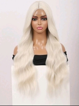 Blonde lace weavy wig,platinum wig with waves,lace platinum wig,curly blonde wig - £27.45 GBP