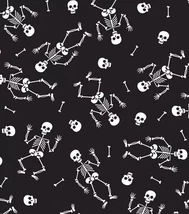 60&quot; Round Tablecloth Skeleton Print Black White Plastic Wipeable Hallowe... - $34.99
