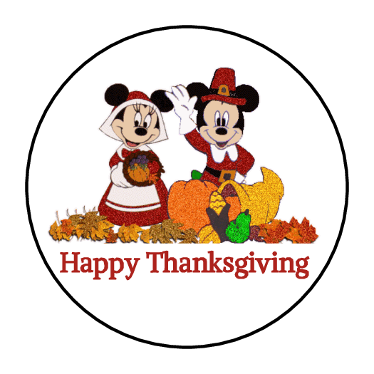 MICKEY MOUSE THANKSGIVING ENVELOPE SEALS STICKERS LABELS 1.5" ROUND (30) MINNIE