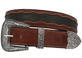 Chedron Cowboy Belt Western Dress Overlay Leather Removable Silver Buckl... - £23.97 GBP