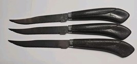 Quikut Steak Knives Lot Of 3 Stainless Steel USA Serrated Vintage Retro  - $9.60