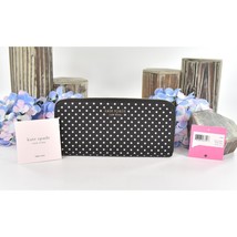 Kate Spade Black Silver Metallic Dot Leather Spencer Zip Around Lacey Wallet NWT - £137.68 GBP