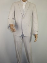 Men Seersucker Suit By Adolfo Stripe Casual Dressy Summer Suit 2 Button C624 Tan - £119.89 GBP+