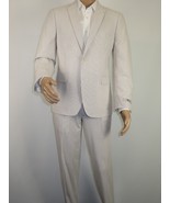 Men Seersucker Suit By Adolfo Stripe Casual Dressy Summer Suit 2 Button ... - £91.47 GBP