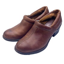 b.o.c. Born Concept Clogs Brown Leather Comfort Block Heel Shoes 6.5 37 Slip On - £19.36 GBP