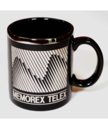 Vintage MEMOREX TELEX Ceramic Coffee Mug Cup Black &amp; Silver/Chrome - $259.10 MXN