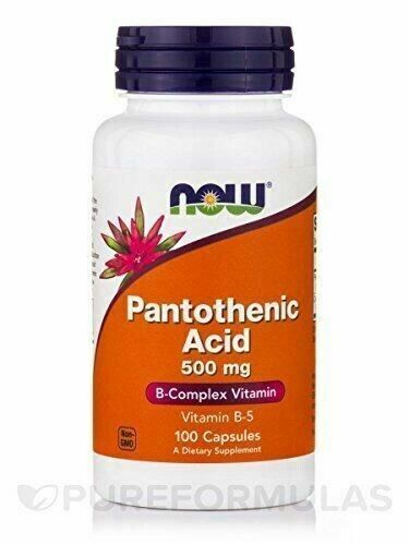 NEW Now Foods Pantothenic Acid 500 mg B-Complex Vitamin Vegan 100 Capsules - $13.92