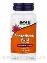 NEW Now Foods Pantothenic Acid 500 mg B-Complex Vitamin Vegan 100 Capsules - $13.92