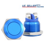 16mm Flush Mounted Momentary Blue Aluminium Round Push Button Switch - £11.79 GBP