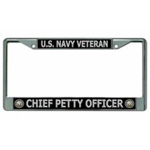 navy retired chief petty officer seal logo chrome license plate frame us... - $29.99
