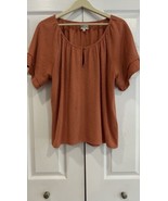 Texture And Thread Madewell Top Size Large Tiered Short Sleeve Burnt Orange - $13.83