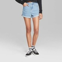 Women&#39;s Juniors  High-Rise Rolled Cuff Denim Shorts - Wild Fable Size 8 NWT - £8.82 GBP