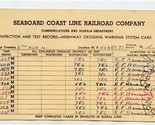 Seaboard Coast Line Railroad Co. Inspection &amp; Test Record Highway Crossi... - $17.82