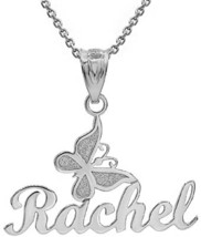 Personalized Engrave Name Sterling Silver Butterfly Pendant Necklace - $62.38+