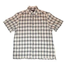 Austin Clothing Co Shirt Mens Medium Brown Plaid Short Sleeve Button Up Top - $9.88