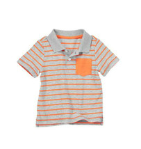 New Crazy 8 Baby Boys Orange Grey Striped 100% Cotton Polo Shirt  Sz 12-18M - £10.24 GBP