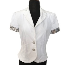 Cache White Corduroy Top Jacket Silver Sequin Embellished Cuffs $138 NWT... - $55.20