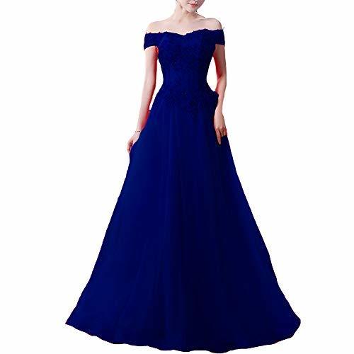 Kivary Plus Size Beaded Off The Shoulder Long Prom Evening Dresses Royal Blue US