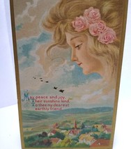 Fantasy Postcard Giant Blonde Goddess In Clouds Looks Down On Village CC No57 - £14.02 GBP