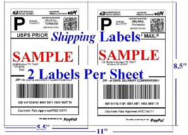 200 Half Sheet Shipping Mailing Labels 5-1/2&quot; x 8-1/2&quot; MADE IN THE USA 200 Label - £13.54 GBP