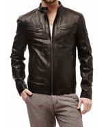 Mens Leather Jacket Stylish Genuine Lambskin Motorcycle Bomber Biker Jac... - €100,22 EUR