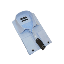 Men's Franco Gilberto Dress Shirt Cotton Blend French Cuffs Turkey 5482-418 Blue image 2