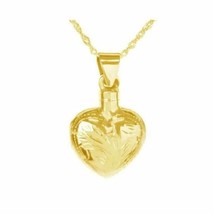 Simple Heart 24k Gold Plated Sterling Silver Cremation Urn Pendant w/Chain - £143.87 GBP