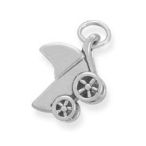 Small 3D Newborn Baby Carriage Charm 925 Silver Slide Pendant Men Womens Jewelry - £27.50 GBP