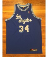 Authentic Nike Los Angeles Lakers HWC Shaquille O&#39;Neal Road Away Blue Je... - £399.24 GBP