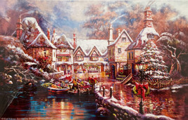 SunsOut 1,000 Piece Carl Valente Art Puzzle Christmas Cove 19&quot; x 30&quot; New... - $14.83