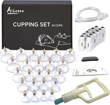 Cupping Therapy Set 24 Massage Cups Cupping Set with Pump Vacuum Suction Cups fo - £39.56 GBP