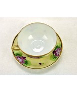 Nippon Antique Porcelain Tea Cup &amp; Saucer Set, Violets in Bloom, Gilding... - $33.42 CAD
