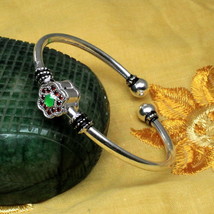 925 Silver Revolving Face CZ Bangle Open Bracelet - Single - $37.62